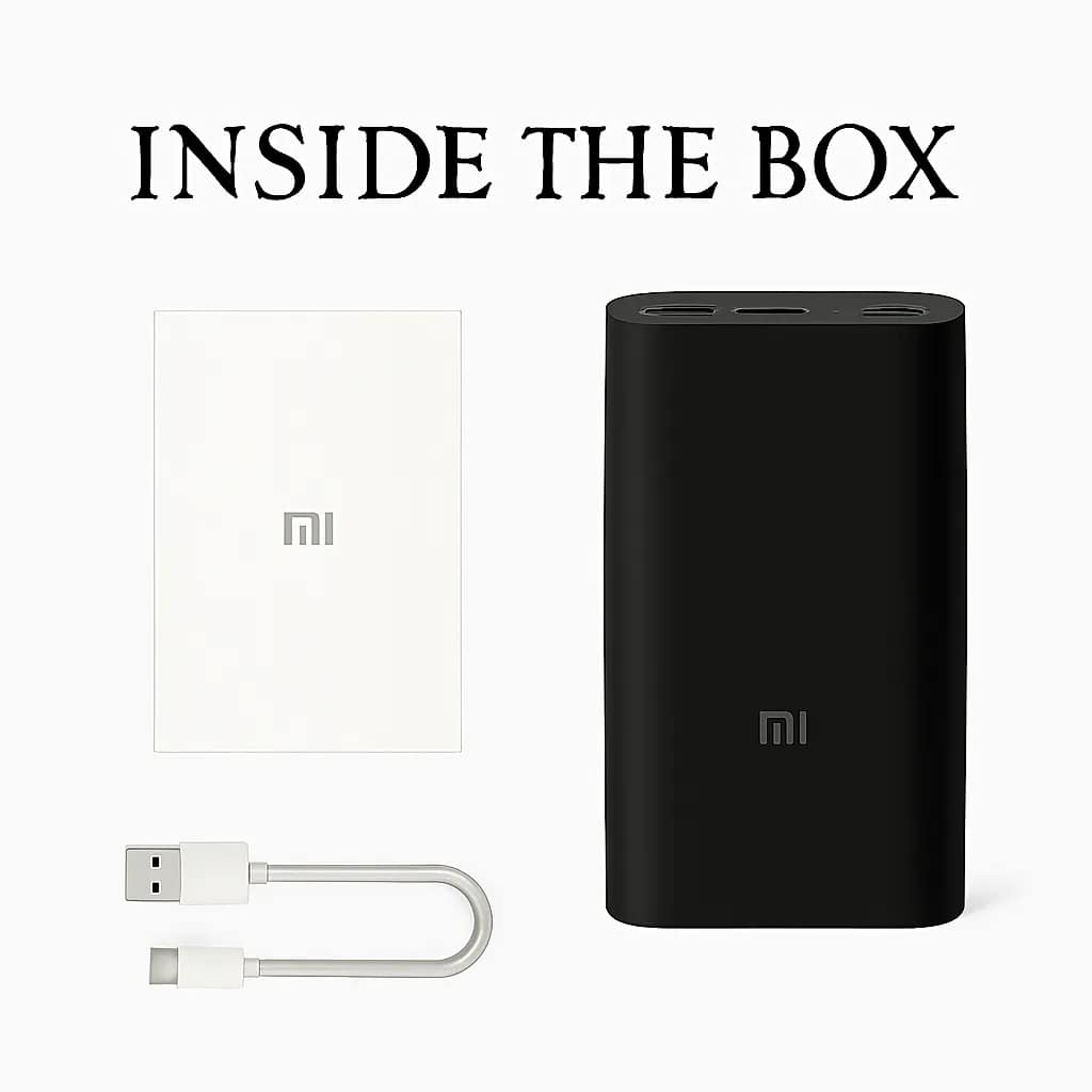 محتویات جعبه پاوربانک شیائومی 10000 میلی‌آمپر